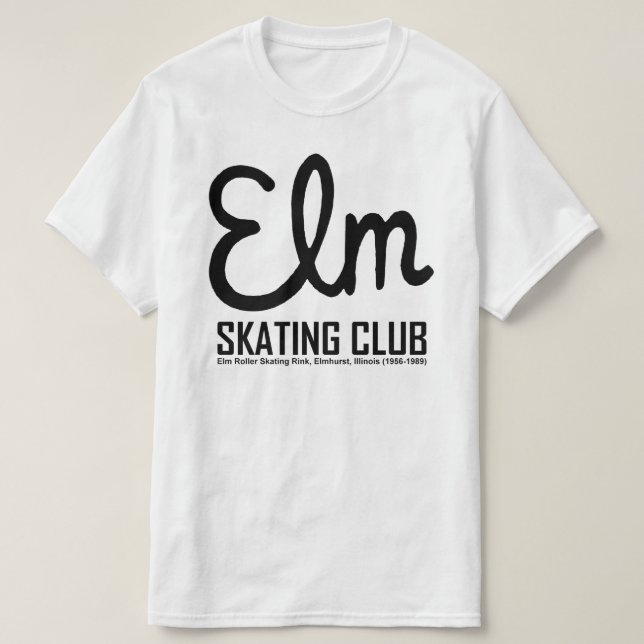 Camiseta Elm Skating Club, Elmhurst, Illinois (cores claras (Frente do Design)