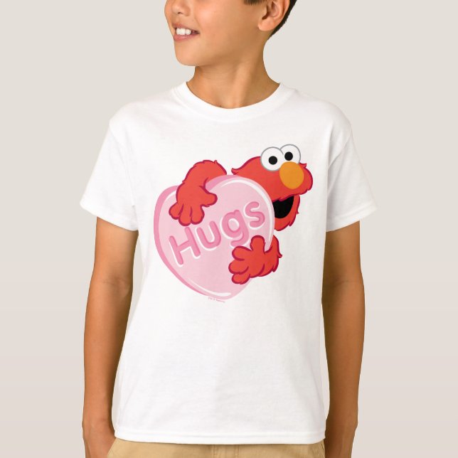 Camiseta Elmo "Abraços", Namorados Cardíaco Doce (Frente)