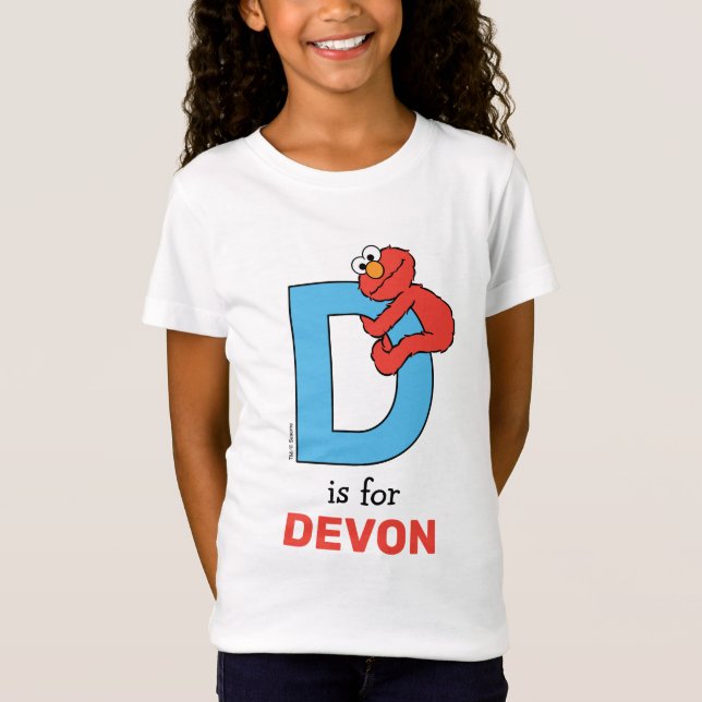 Camiseta Elmo Alphabet | D Azul (Frente)