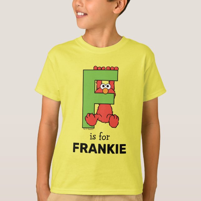 Camiseta Elmo Alphabet | F Verde (Frente)