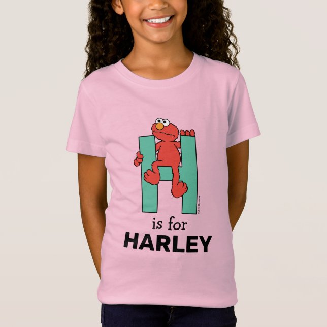 Camiseta Elmo Alphabet | H Verde (Frente)