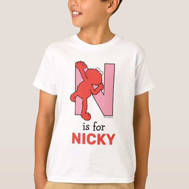 Camiseta Elmo Alphabet | N Rosa (Frente)