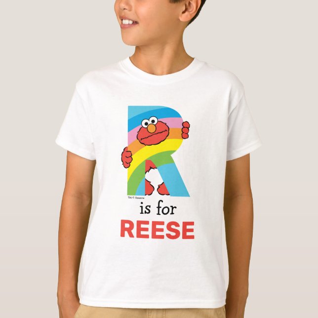 Camiseta Elmo Alphabet | R Arco-íris (Frente)