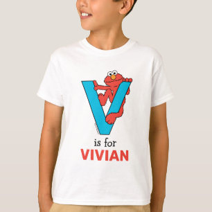 Camiseta Elmo Alphabet   V Azul