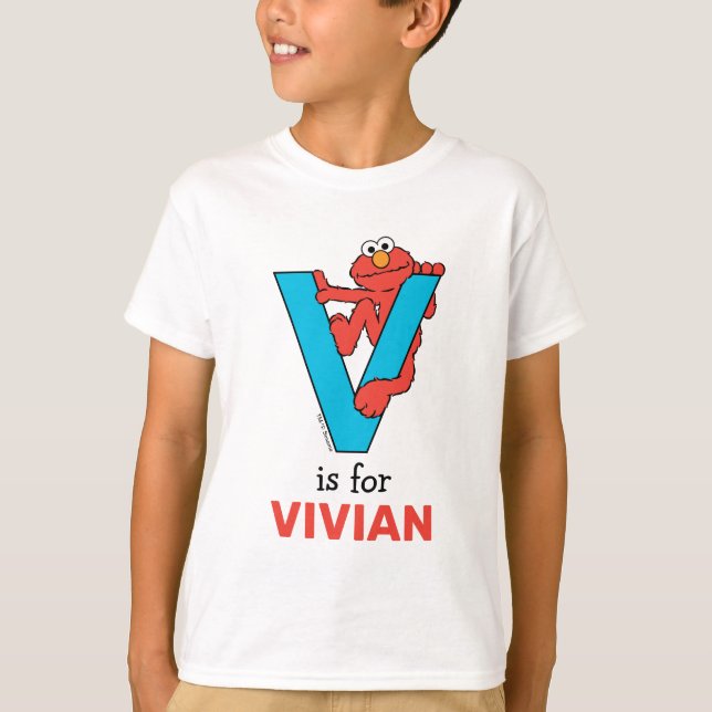 Camiseta Elmo Alphabet | V Azul (Frente)