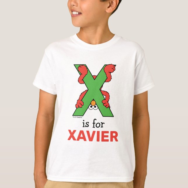 Camiseta Elmo Alphabet | X Verde (Frente)