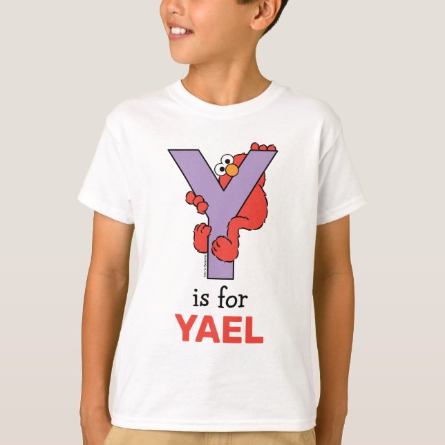 Camiseta Elmo Alphabet | Y Roxo (Frente)
