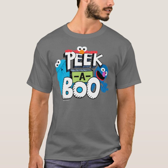 Camiseta Elmo, Cookie e Grover | Peek-a-Boo (Frente)