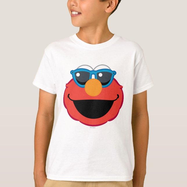 Camiseta Elmo Sorrindo Rosto com Óculos Solares (Frente)
