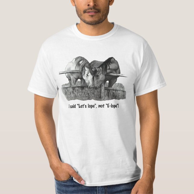 Camiseta Elope, Engraçado, Cavalos: Desenho De Lápis: Casam (Frente)