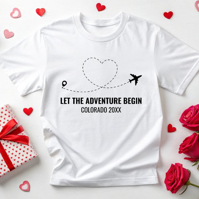 Camiseta Elopemento de Viagem de Destino Personalizado (Criador carregado)