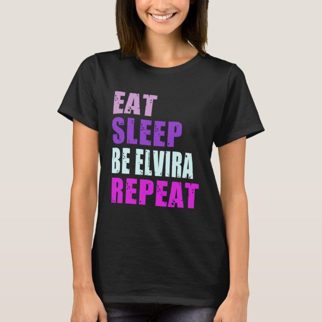 Camiseta Elvira Eat Sleep Be Repeat Elvira (Frente)