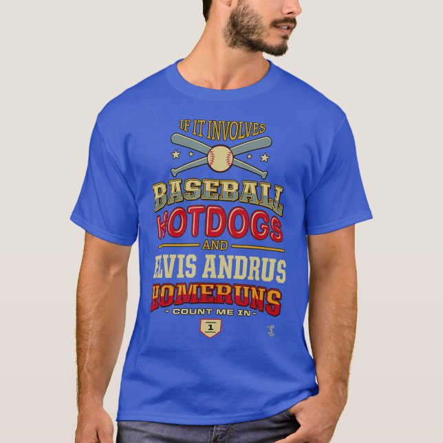 Camiseta Elvis Andrus Se Envolver Cães Hotéis De Baseball (Frente)