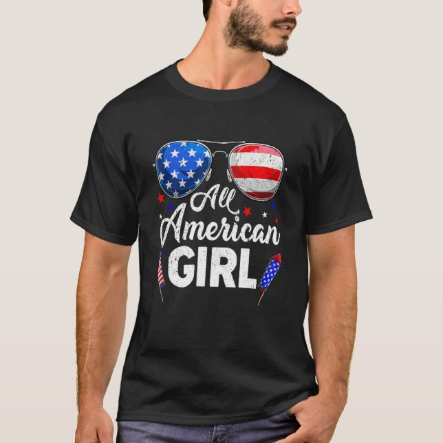 Camiseta Em 4 De Julho, Todas As Meninas Americanas Criança (Frente)