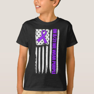Camiseta Em 831 Nós Usamos Bandeira EUA Roxa Sobredosagem d