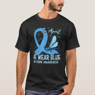 Camiseta Em Abril Eu Uso Azul Libélula Conscientização da A