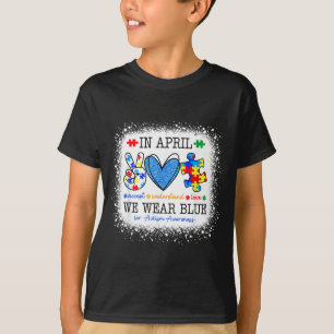 Camiseta em abril Usamos Azul Conscientização do Autismo Ho