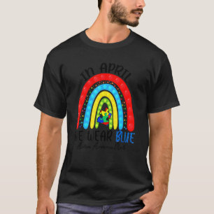 Camiseta Em Abril Usamos Azul Fita Puzzle Arco-íris Conscie