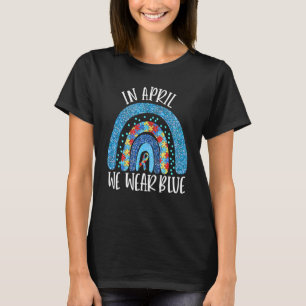 Camiseta Em Abril Usamos Azul Fita Puzzle Arco-íris Conscie