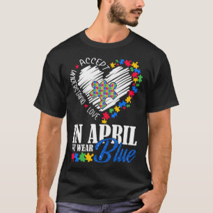 Camiseta Em Abril Usamos Azul Mês de Conscientização do Aut