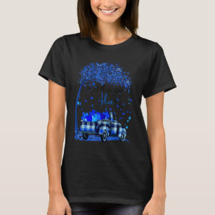 Camiseta Em Abril Usamos Azul Plaid do Mês de Conscientizaç