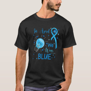 Camiseta Em Abril Usamos Azul Puzzle Conscientização do Aut