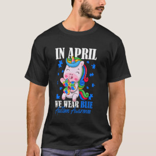 Camiseta Em Abril Usamos Azul Unicórnio Conscientização do