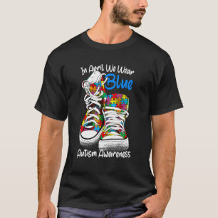 Camiseta Em Abril Usamos Sapato Puzzle Azul de Conscientiza