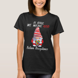 Camiseta Em Abril Usamos Vermelho Aceitação Pessoas Autismo