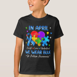 Camiseta Em abril use azul aceitação do autismo amor compre
