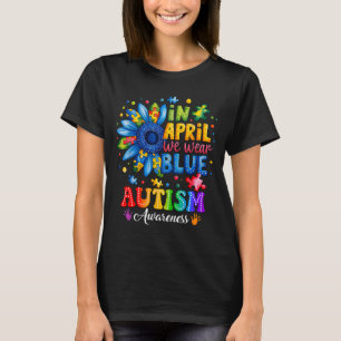 Camiseta Em abril use azul quebra-cabeça do autismo conscie