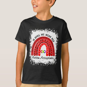 Camiseta Em abril use vermelho em vez de aceitação do autis
