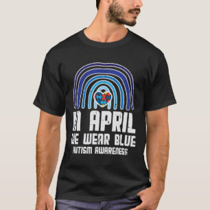 Camiseta Em abril Vestimos Autismo Awarene do Coração Arco-