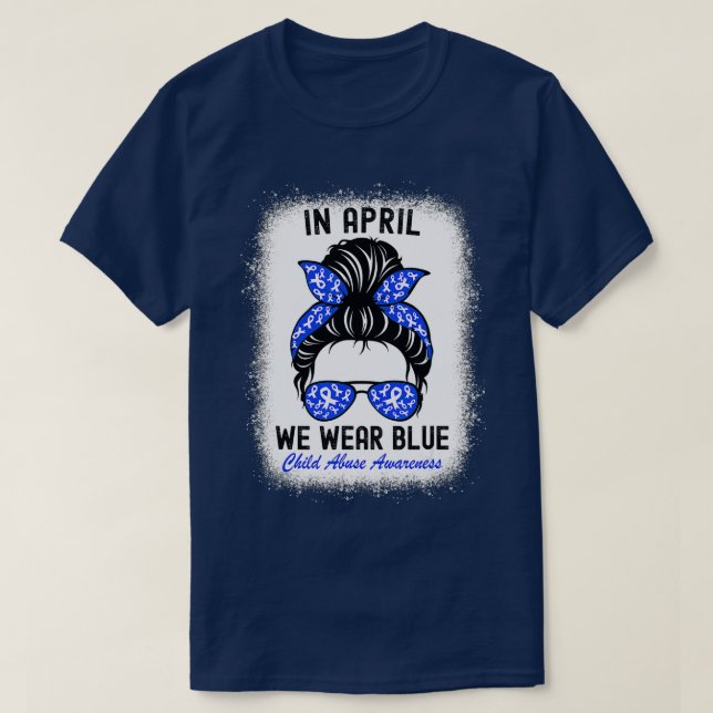 Camiseta Em Abril, Vestimos Azul Para O Abuso De Crianças. (Frente do Design)