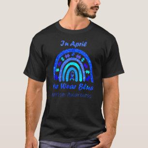 Camiseta Em abril Vestimos Blue Autism Rainbow Awarness Mon
