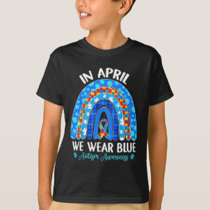 Camiseta Em abril Vestimos Blue Rainbow Autismo Sensibiliza
