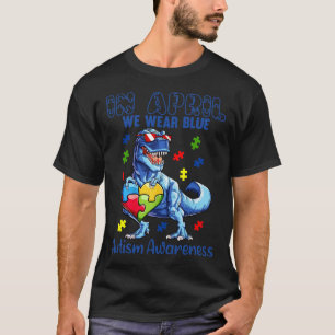 Camiseta Em abril, Vestimos o Blue Autismo Sensibilizar Din