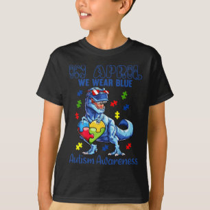 Camiseta Em abril, Vestimos o Blue Autismo Sensibilizar Din