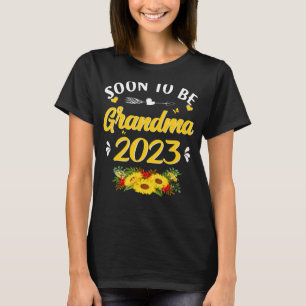 Camiseta Em Breve Ser Avó 2023 Dia de as mães De Girassol