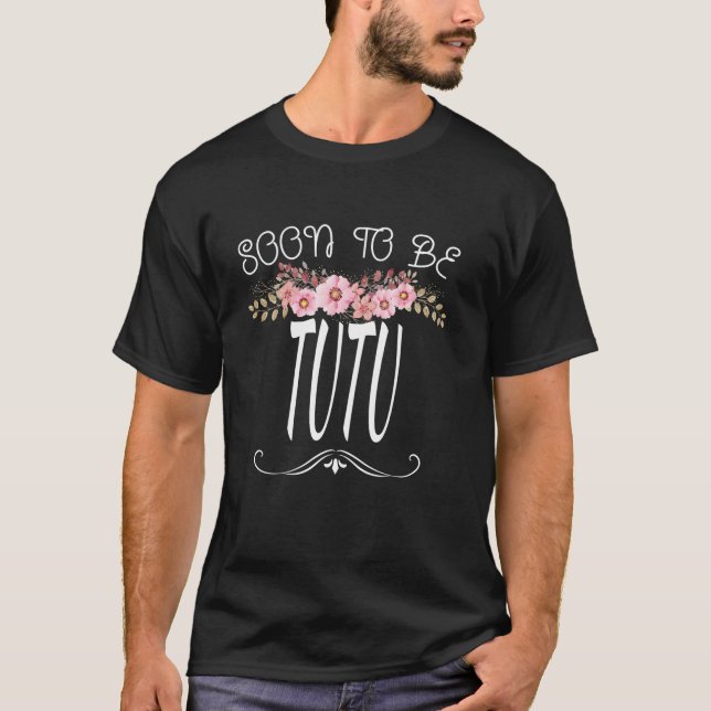 Camiseta Em Breve Ser Engraçado Com A Gravidez Floral Anunc (Frente)