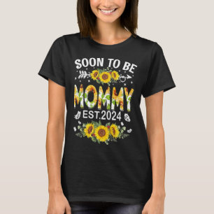 Camiseta Em Breve Ser Mamãe 2024 Girassol Primeira Vez Mãe