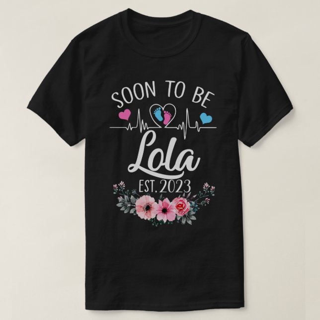Camiseta Em Breve, Ser O Anúncio De Gravidez Floral De Lola (Frente do Design)
