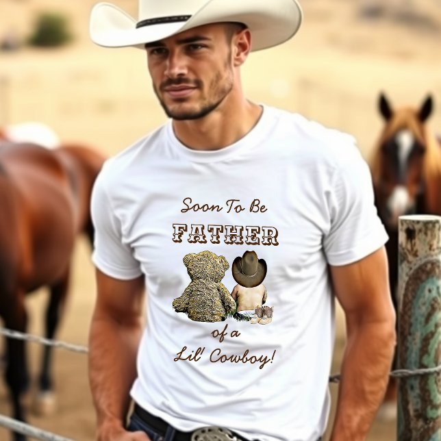 Camiseta Em breve ser pai de um cowboy e ursinho de pelúcia (Criador carregado)