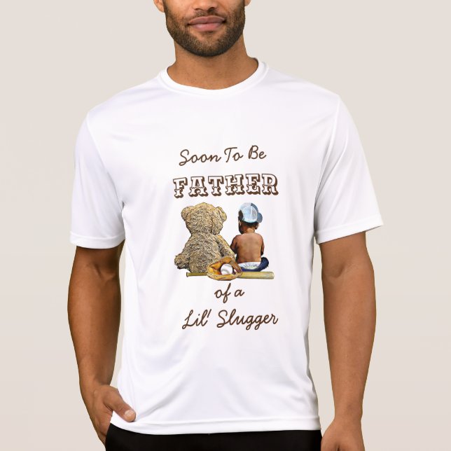 Camiseta Em breve, ser pai de um touro e ursinho de peluche (Frente)