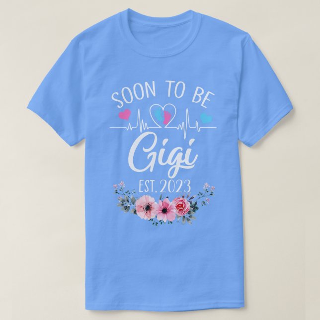 Camiseta Em Breve, Ser Um Anúncio De Gravidez Floral Gigi E (Frente do Design)