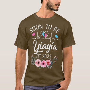 Camiseta Em Breve Ser Yiayia Est 2023 Gravidez Floral Annou