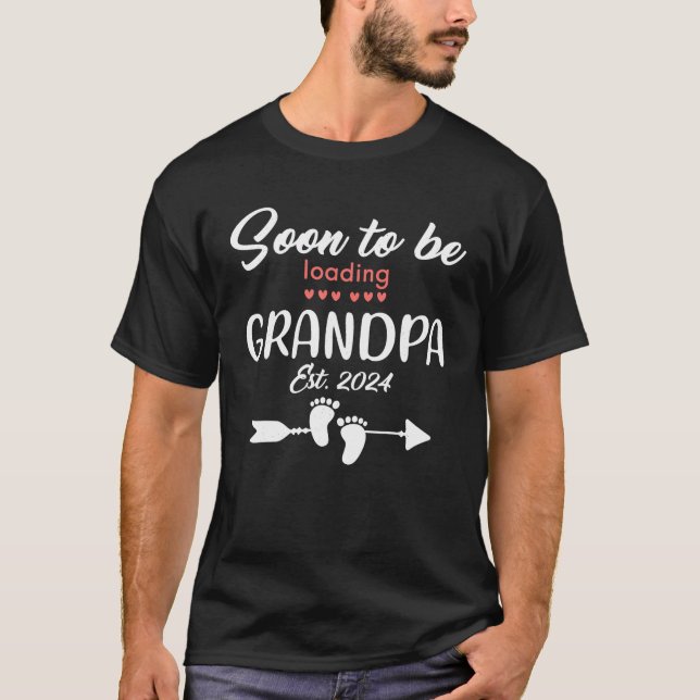 Camiseta Em breve será vovô 2024 carregando gravidez engraç (Frente)