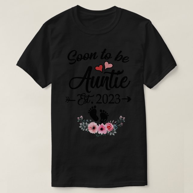 Camiseta Em Breve Tia 2023 Nova Tia Para Dia de as mães (Frente do Design)