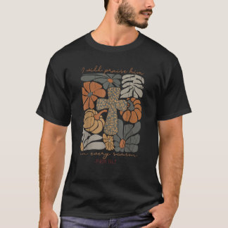 Camiseta Em Cada Estação Eu O Louvarei Boho Abóbora Flo