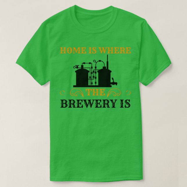 Camiseta Em casa é onde fica a fábrica de cerveja (Frente do Design)